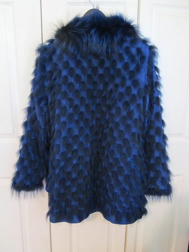 Volare New York Women's Blue Silk & Fur Reversible Jacket Size M - Picture 2 of 4
