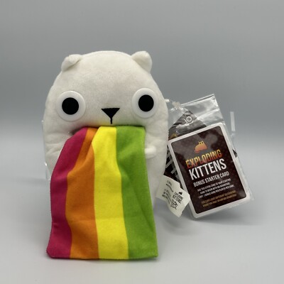 2018 Basic Fun! Exploding Kittens Rainbow Ralphing Cat Collectible Plush w/ Card