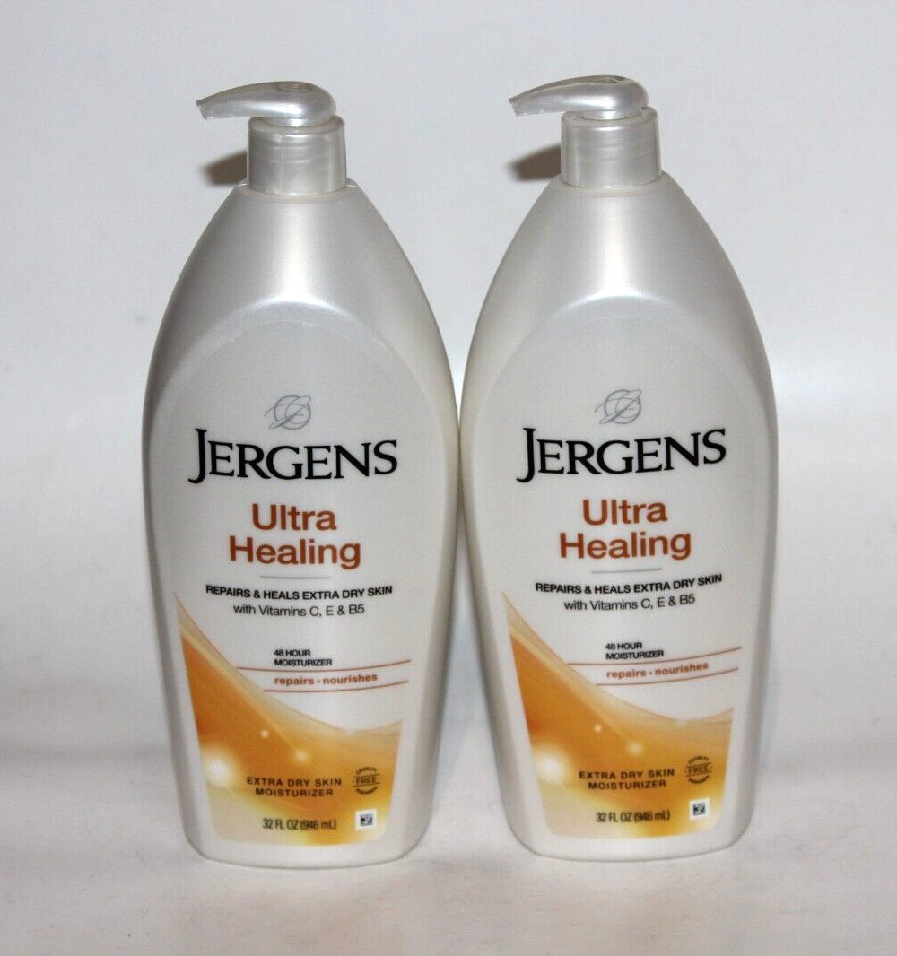 LOT (2) JERGENS ULTRA HEALING LOTION MOISTURIZER VIT C E B5 JUMBO PUMP 32 FL OZ