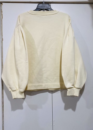 Zara Sweatshirt Pullover Large Balloon Sleeve Cream/ivory Cotton Polyester Women - Picture 7 of 10