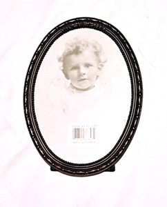 Vintage Oval PICTURE FRAME Pewter Silver/Brass Tone Metal - 7 in x 5.25 in