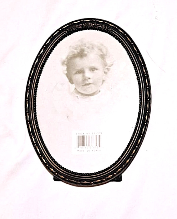 Vintage Oval PICTURE FRAME Pewter Silver/Brass Tone Metal - 7 in x 5.25 in