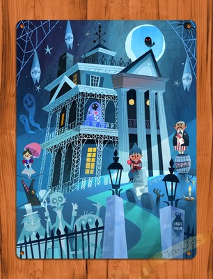 TIN SIGN Disney's Haunted Mansion Cartoon Attraction Ride Poster | eBay
