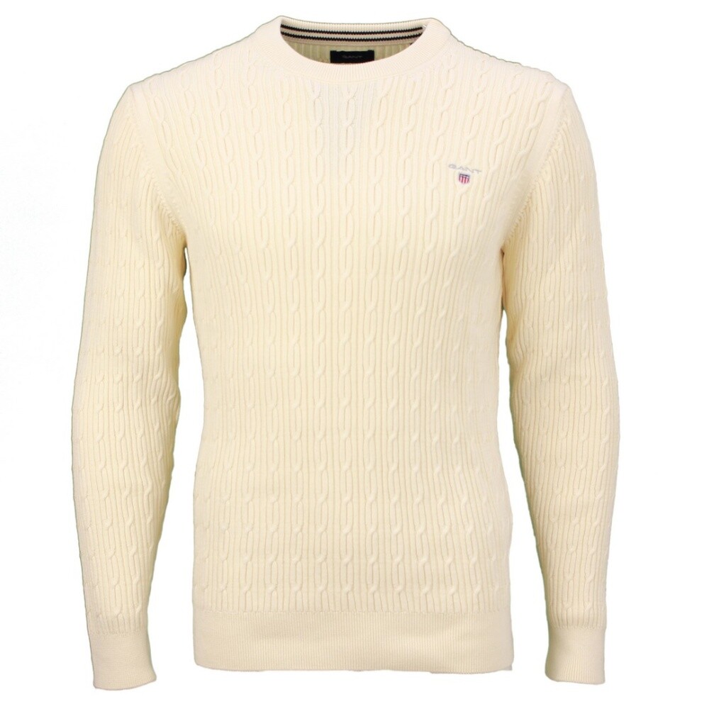 Gant Cream Strickpullover Gant Men's Sweater Knit Sweater Beige