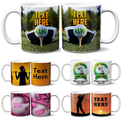 KRAFTYGIFTSUK Personalised Golfing Mug Boys Sport Cup Birthday Fathers Day Custom Text Gift