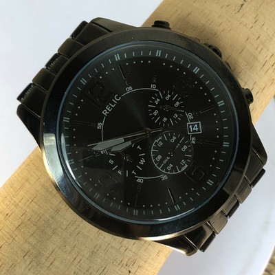 Relic Mens All Black Dual Time Date 