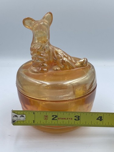 Vintage Carnival Glass Scottie Dog Powder Jar - Picture 7 of 12