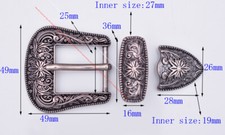 Vintage Silver Cowboy Rodeo Flower DIY 3 pc Set Western Belt Buckle fit 1" Belt