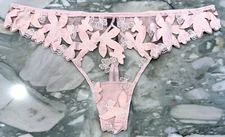 NEW Victoria Secret Very Sexy Luxe Floral Embroidered Thong - Demure Pink - XL