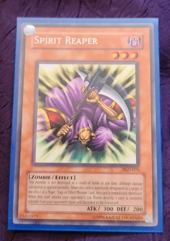 spirit reaper yugioh card Gold Series 4 2011 Single Gold Rare GLD4-EN011 If this card successfully attacks your opponents Life Points directly Card Gallery:Spirit Reaper | Yu-Gi-Oh!