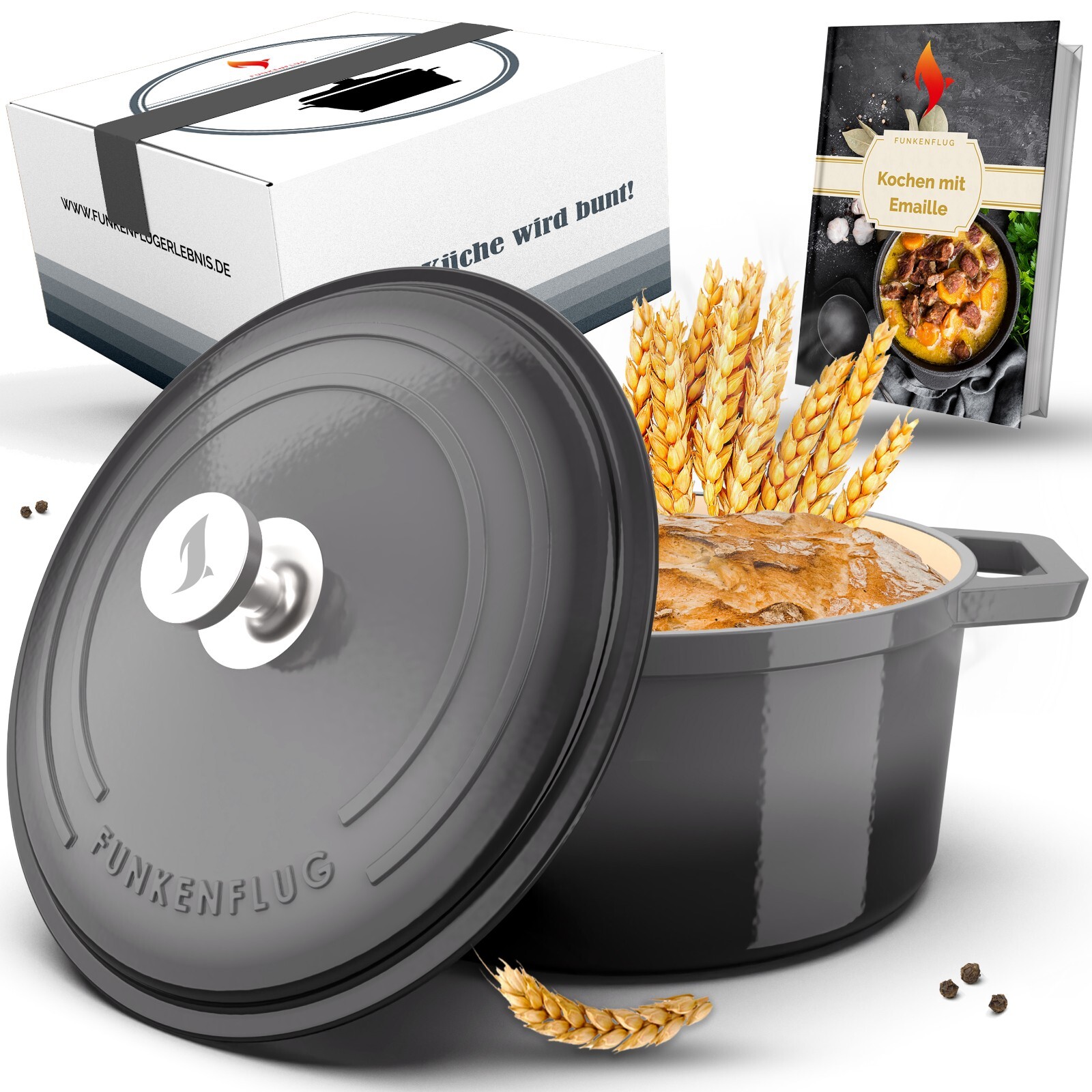 Pentola in ghisa pentola pane cottura 4,7 litri [adatta a induzione] incl....