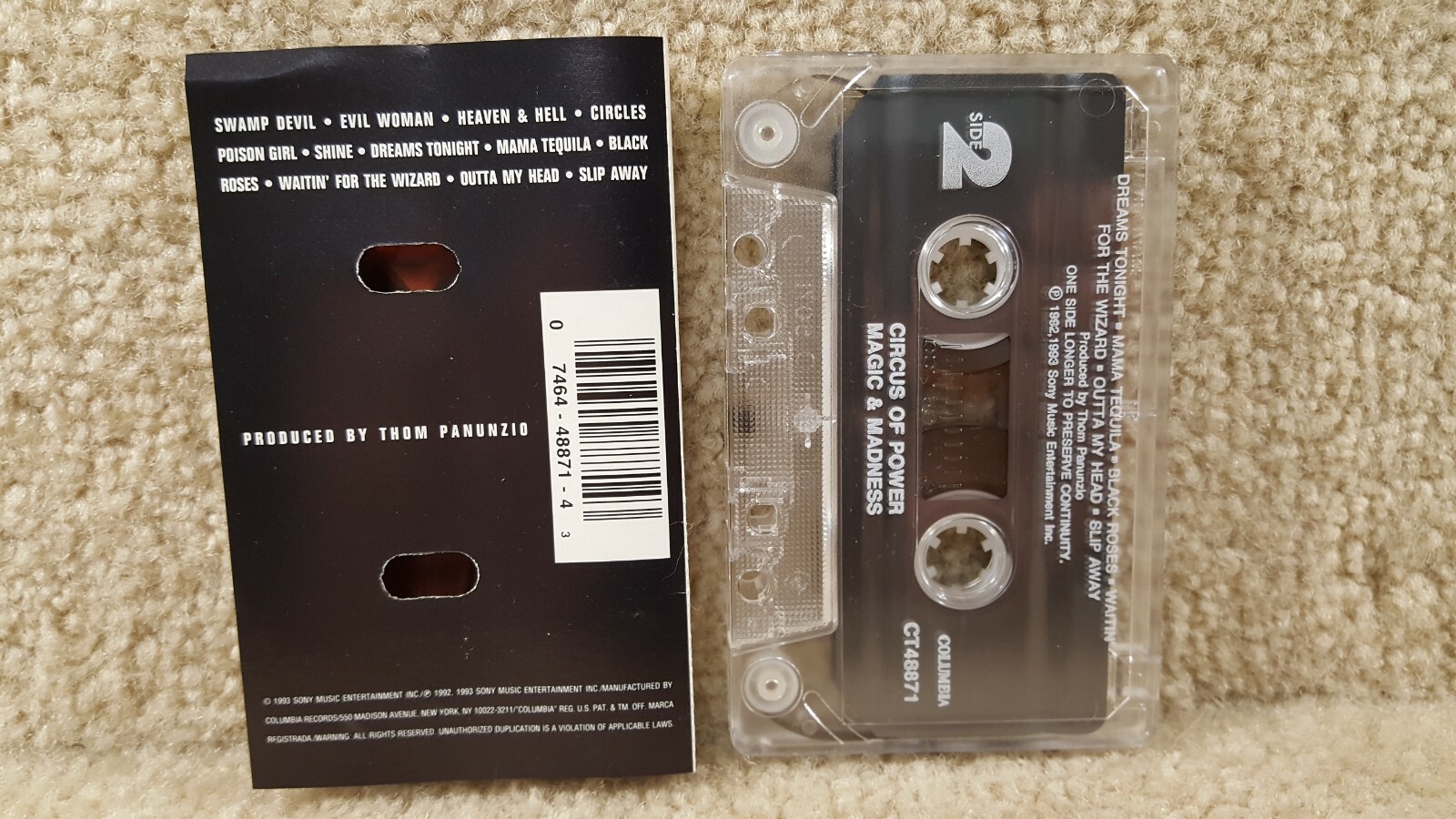 Vintage 1993 Cassette Tape Circus Of Power Magic & Madness Columbia