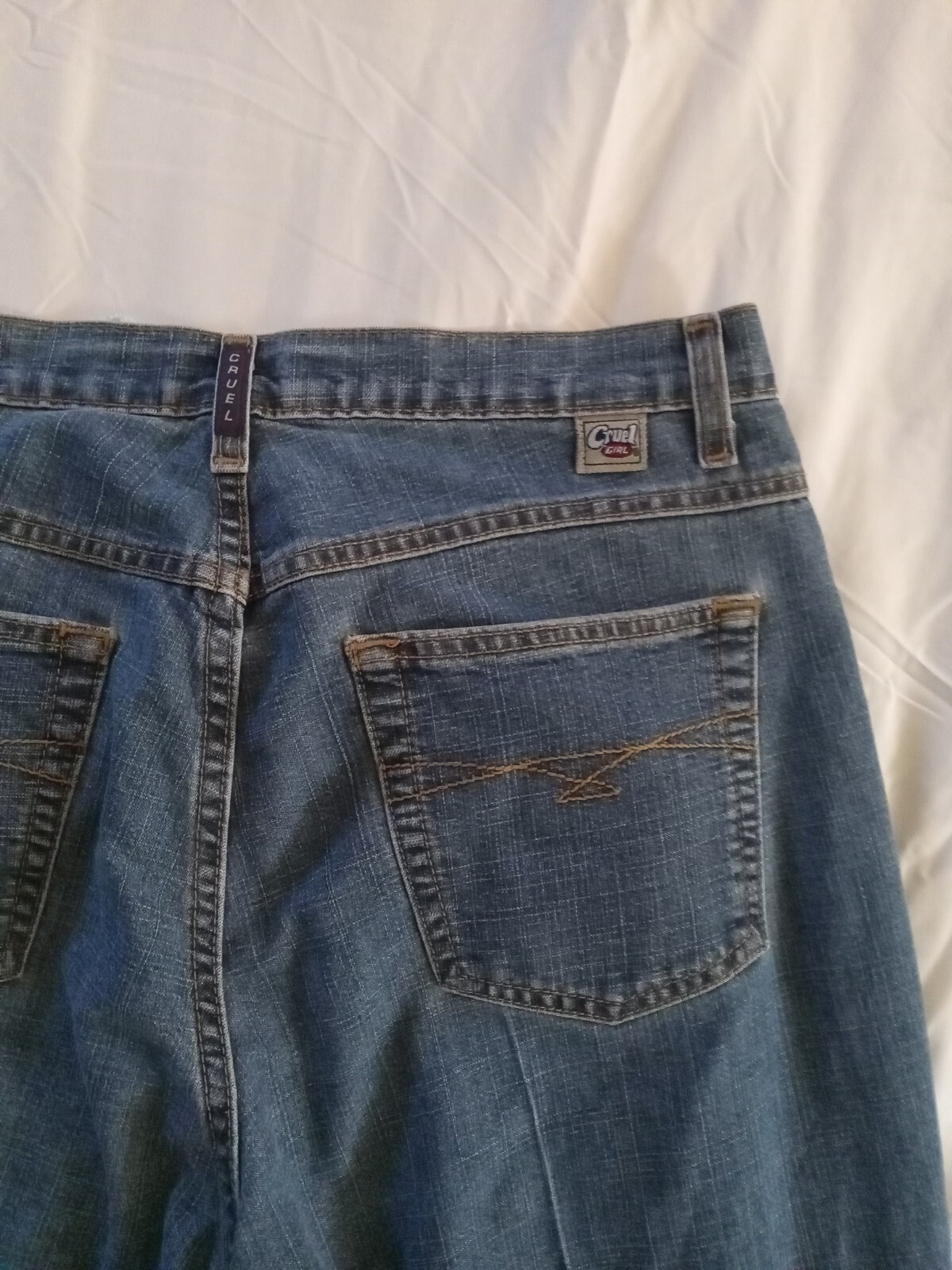 Cruel Girl Size 33 Waist Boot Cut Capri Blue Jeans Cuffed INSTITUTO