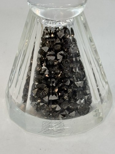 Oleg Cassini Crystal Glitter Set Of 2 Flute Champagne Hematite Signed - Picture 3 of 16