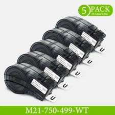 5PK Nylon Cloth Label Tape Compatible for M21-750-499 White 3/4'' 19.1mm BMP2I