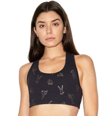 American Apparel Black Forward Racerback Bra Silhouettes Yoga Dance
