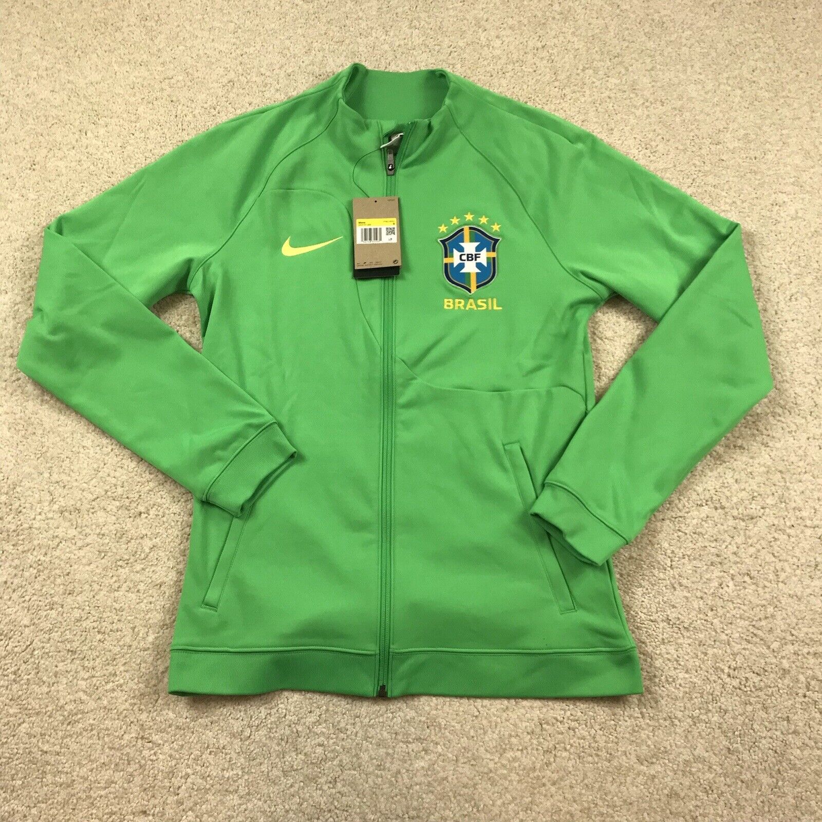 NIKE BRAZIL Mens Soccer JACKET Size M track ANTHEM YELLOW 370285-703 