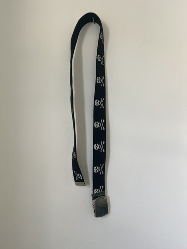 Y2K Punk Belt Fabric Skull Crossbones Fabric Belt Silver Buckle 90cm Adjustable - Picture 9 of 10