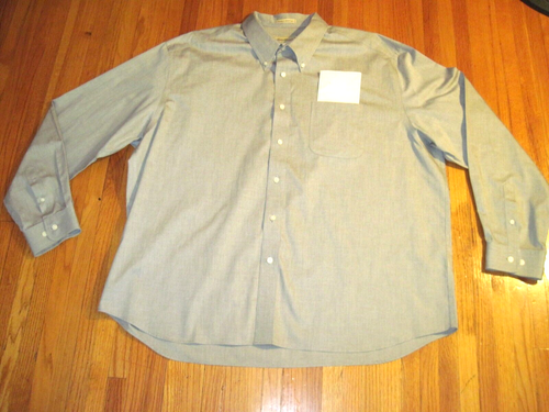 Eddie Bauer Wrinkle Resistant Regular Fit Gray Oxford Dress Shirt 2X New - Picture 2 of 7
