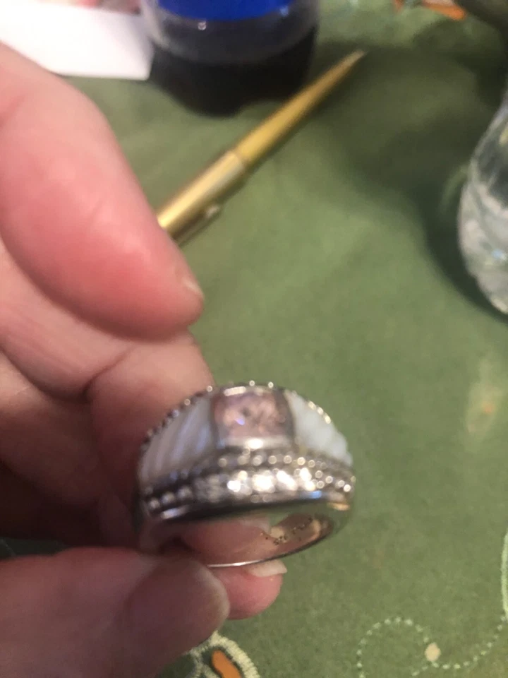 Anillo Judith Ripka talla 7 rosa facetado madreperla czs pesado ss Foto 4 de 4