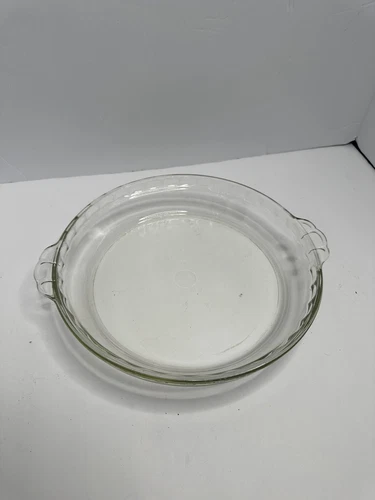 PYREX Scalloped Edge & Handles PIE PAN Plate 10” Deep Dish #229 Glass
