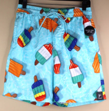 No Boundaries Men's Elastic Waist Swim Trunks Blue Size S 28-30