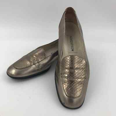 NORDSTROM 'Micheal' Metallic Gold Slip-On Loafers US EUC