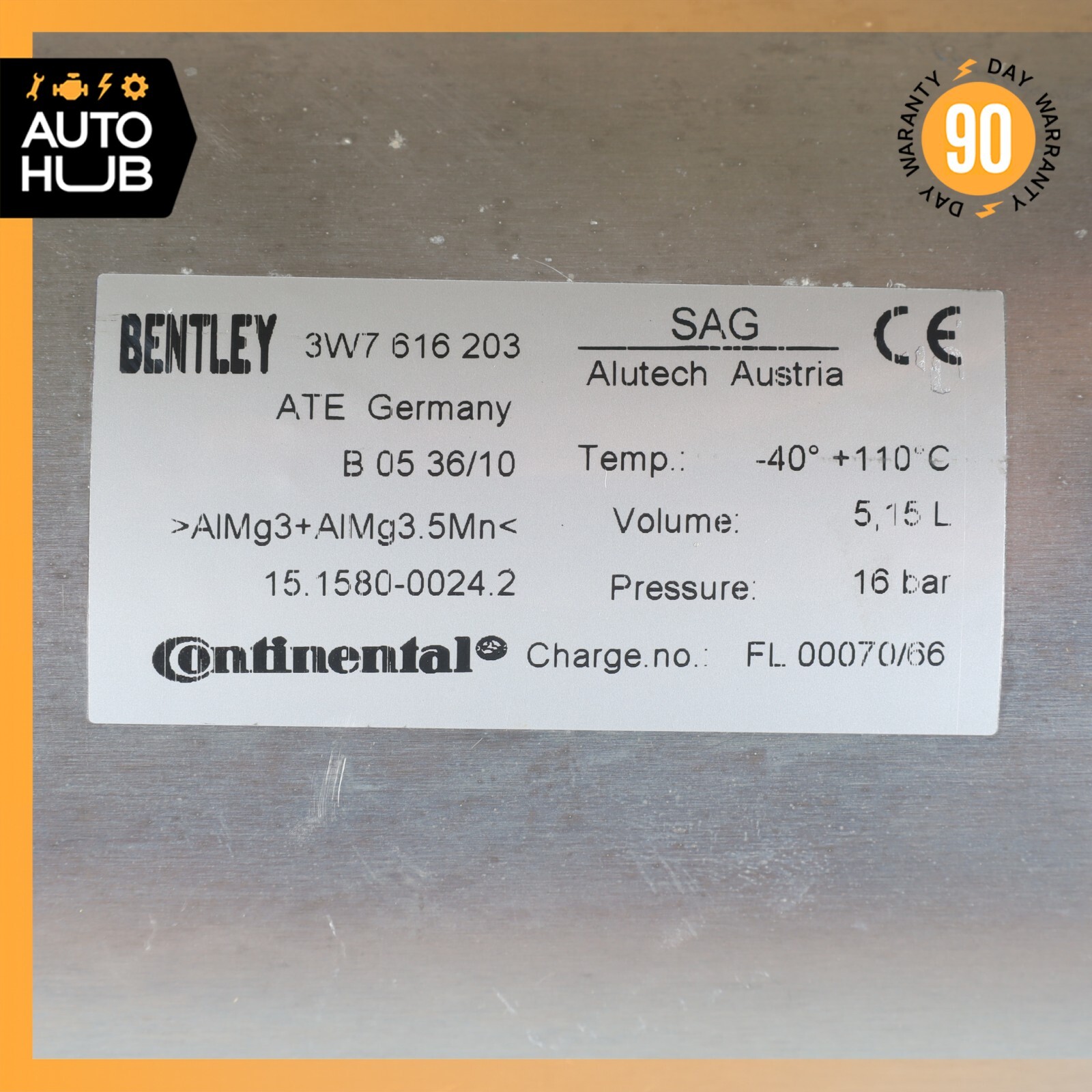 07-12 Bentley Continental GTC Air Ride Suspension Reservoir Tank OEM 59k