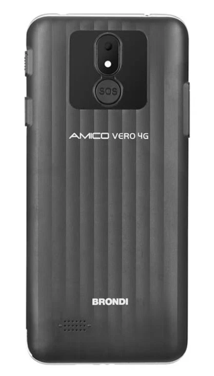 BRONDI AMICO VERO 4G+FLIP COVER SMARTPHONE PER ANZIANI TASTO SOS NERO - Immagine 2 di 3