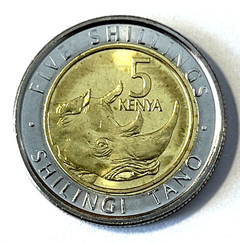 2018 Kenya 5 shillings Bimetal Coin Black Rhinoceros (Diceros Bicornis) Wildlife