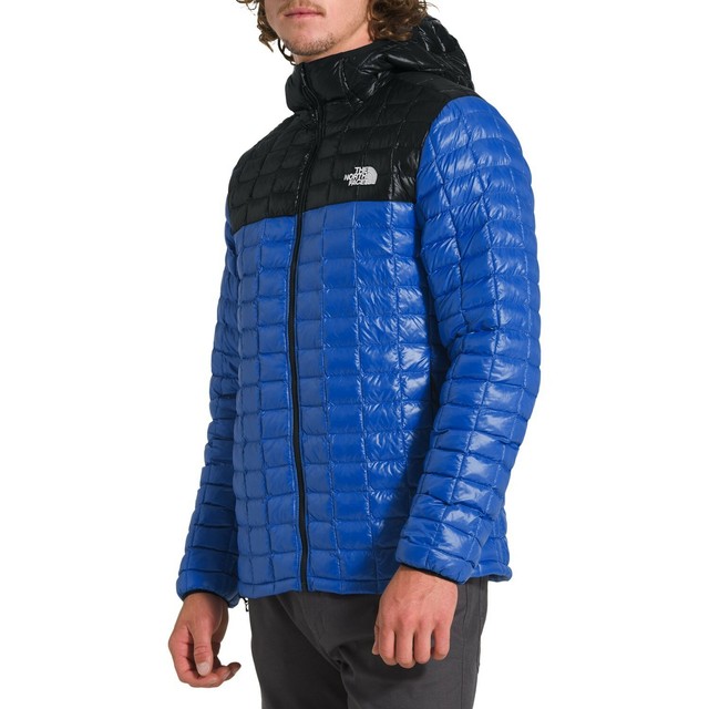 blue black north face puffer