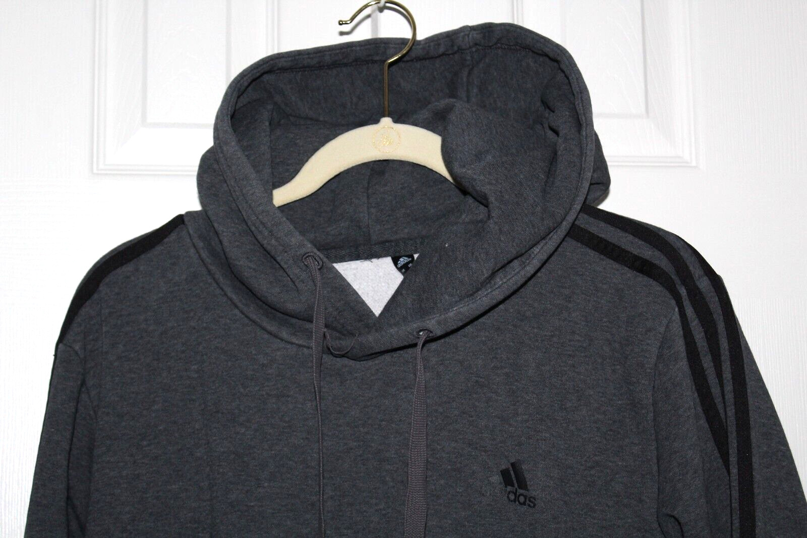 Adidas Essentials Gray Black Pullover Hoodie Swea… - image 2