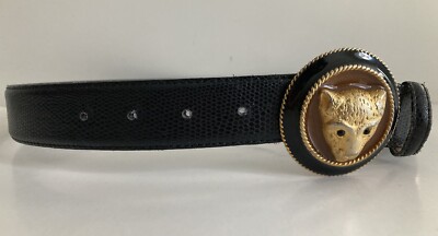 Vintage Carlisle Womens Belt Black Leather Enameled Gold  display picture 1