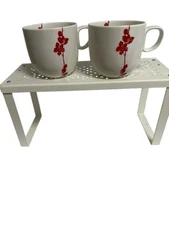 Crate & Barrel Cinnabar Floral Tea / Coffee Mug. Set Of 2