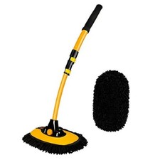 Car Wash Brush with Long Handle, 15 Curved Car Cleaning Brush with Extension