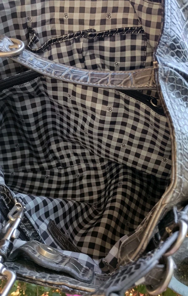 Jessica Simpson Bolso de Mano Pacha Grande Cartera Bolso de Hombro Marrón Patente de Cocodrilo  Foto 3 de 4
