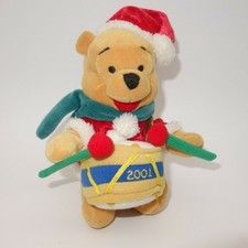 2001 Disney Store Winnie the Pooh Bear Drummer Boy Christmas Bean Plush