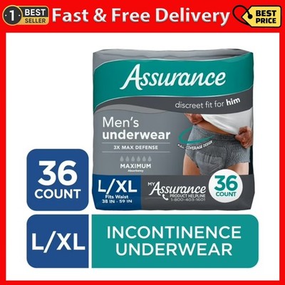 Assurance Men'S Incontinence Underwear, L/XL , Maximum Absorbency (36 Count)