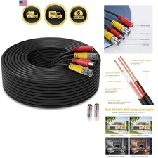 Security Camera BNC Cable 200ft Coaxial Power Video Extension Wire