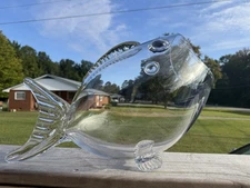Large Blenko Style Clear Art Glass Fish Bowl Vase 15" Terrarium 1960 - 1980 MCM