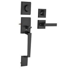 Black Front Door Handle Deadbolt Set - Matte Black with Deadbolt