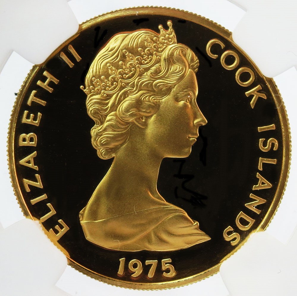 1975 FM GOLD COOK ISLANDS $100 DOLLAR JAMES COOK COIN NGC PROOF 69