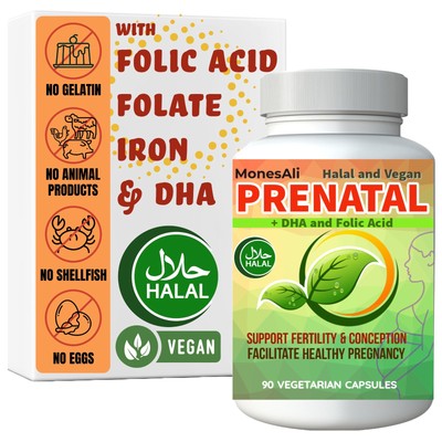 MonesAli Halal Prenatal and Postnatal Vitamin Supplement For Women 90 Capsules
