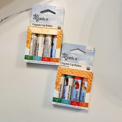 Sky Organics Organic Lip Balm Mint Coconut Strawberry Citrus Two Sets