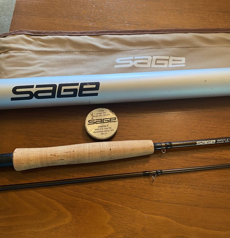 SAGE 590 DS Vintage 9' Fly Rod,  2-Piece,  Includes Sage Tube & Bag, Orig Owner