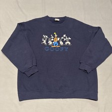 Vintage 90s Goofy Mickey Mouse Disney Blue Size Large Sweatshirt Y2K Character