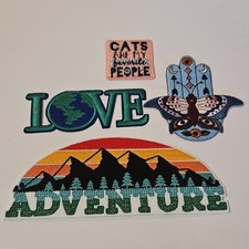 Embroidered Iron-On Patch Pack - Cats, Adventure, Love, Nature, Animals