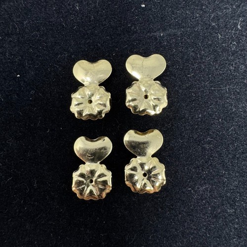 (2) Pairs Sterling Silver Monster Earring Backs 925 Gold Tone Hearts