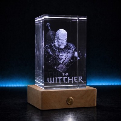 Geralt von Riva - The Witcher 3D Kristall RGB-LED Lampe mit Premium Lasergravur