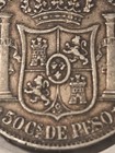 1885 Alphonso 50 Cs De Peso Philippines Silver Foreign Coin — photo 8